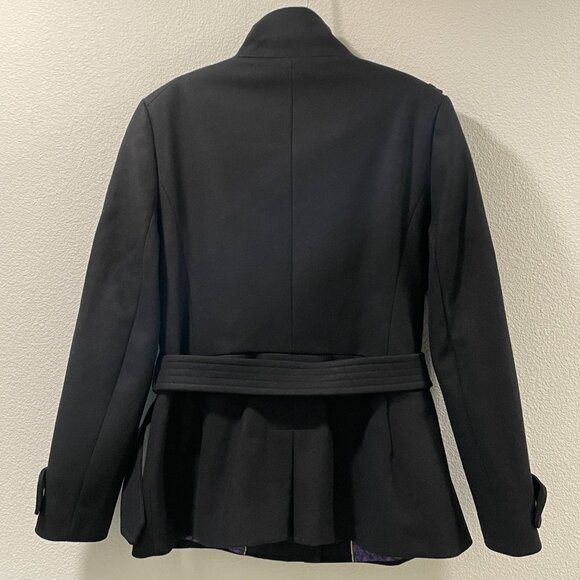TED BAKER NEW "Cunioy" RARE Coat Funnel Neck Wool/Cashmere Blend Black Size L/12 - Picture 3 of 14